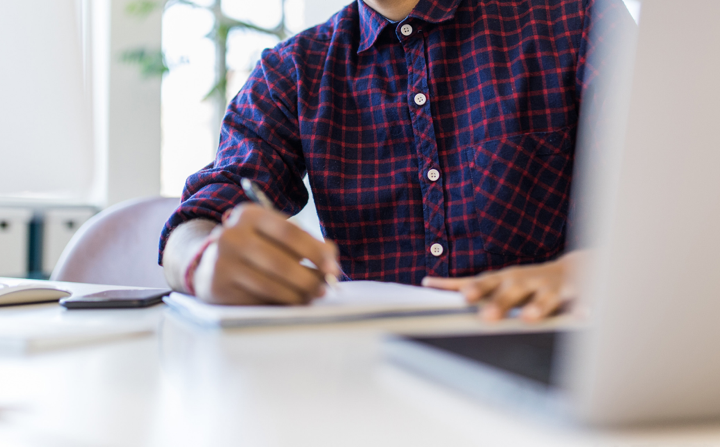 A man writing